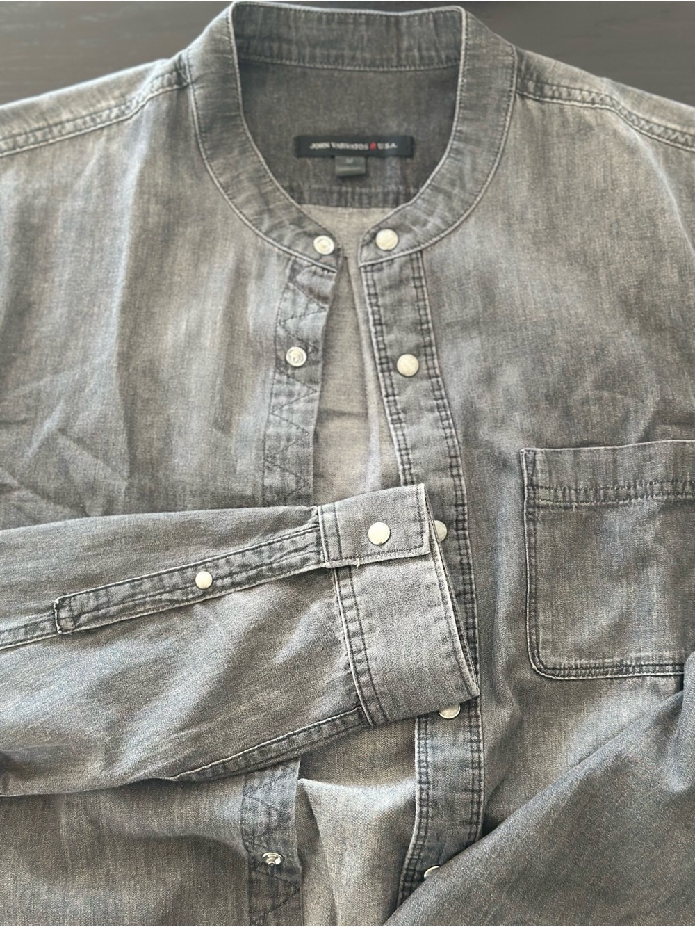 John Varvatos Men's Washed Gray Snap-Front Shirt Jacket